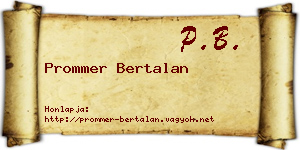 Prommer Bertalan névjegykártya